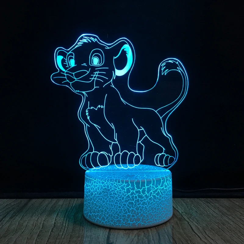 The Lion King Simba 3D Optical Illusion Lamp LED Night Light Boy Kid Toys Childlike Table Lamp
