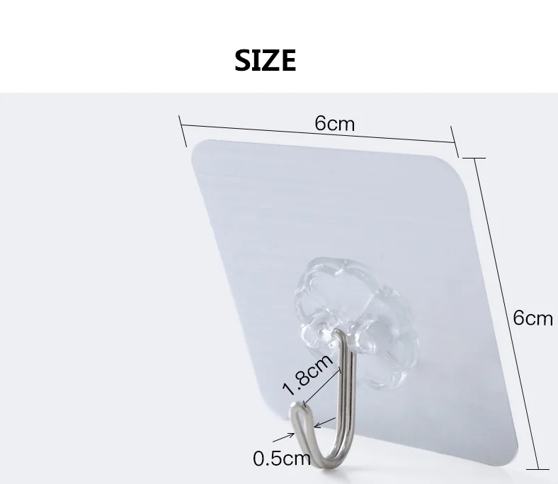 Fashionable home transparent non-marking PU strong sticky hook wall punch-free sticky hook