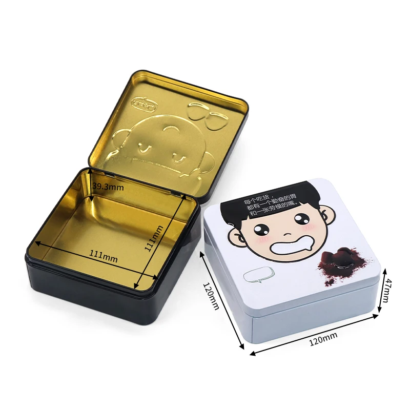 Rectangular tin metal box with custom design luxury casio watch tin box  with hinged lid