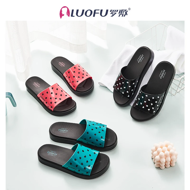 LUOFU ladies slipper eva high heel sandals slippers indoor and outdoor luofu heard shape  pattern printing slipper