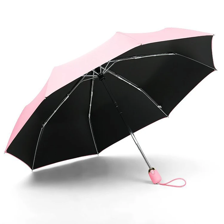Promotional Pongee For The Rain China factory Rain Season 3 Umbrella Folding RPET Material Automatic 3 Folding Umbrella