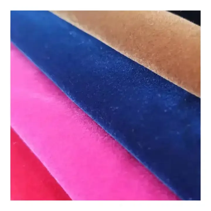 High quality Multi color customized flock fabric Woven Tricot Knitting Flocking Velvet Fabric for bag & gift box