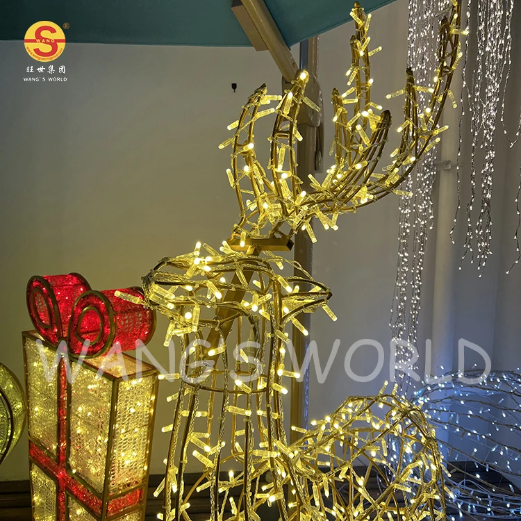 2m Height 3D Reindeer LED Motif for Home Decoration Xmas Wedding Holiday Street Outdoor Christmas Light for Home Decoration