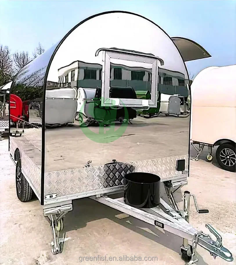 Round Food Truck Mobile Food Cart Trailer Motorcycle Engines for Sale Soybean Milk Machine Street Cart Double Restaurant