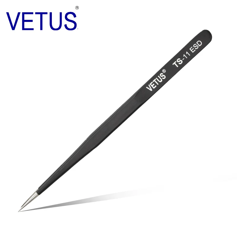 140mm Black ESD Plastic Antistatic Stainless Steel Tweezers /Vetus esd tweezers for workshop/Professional Repair Tool Tweezers