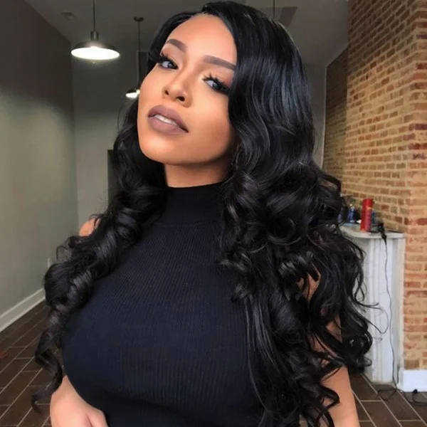 Top Quality No Shedding And No Tangle Human Hair Lace Front Wigs, Factory Price  Humain Hair Extensions Long Wigs