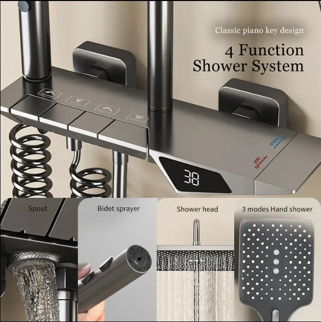 Modern Style ABS Chrome Wall Mounted Overhead Shower with High Pressure Chrome Plastic Shower Head Arm for Hotel Bathroom Use