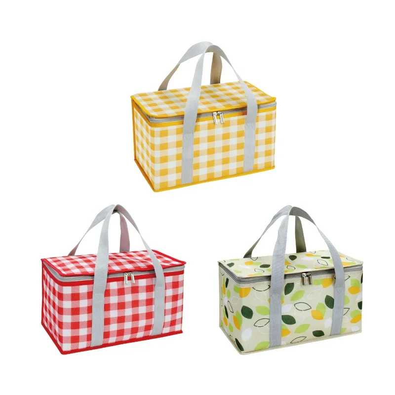 Printed Insulated Reusable Picnic bags Zipper Cooler Bag Keep Warm Or Cool For Food