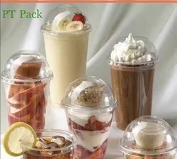 PTPACK disposable  desert cups customized pet 16 oz plastic cups bottle for yogurt with lids