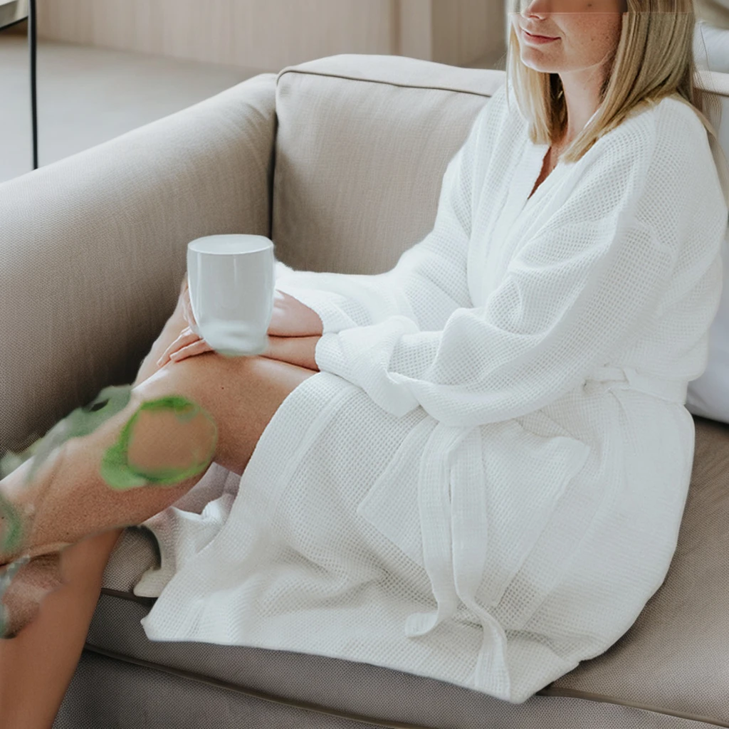 100% Bamboo Waffle Bathrobe Comfortable  Unisex Pajamas for Relaxation and Sleep