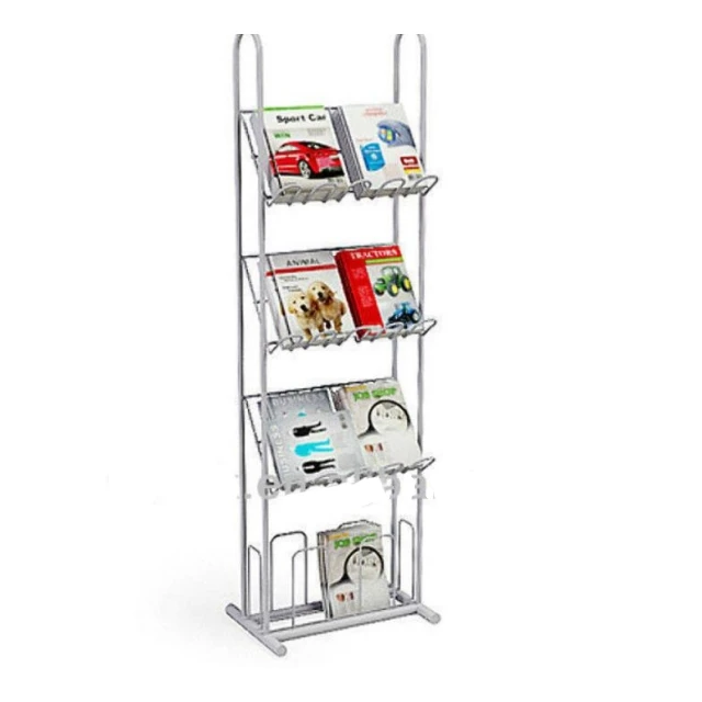 Removable 4-Tiered Magazine Stand Newspaper Rack with 4 pieces Baskets