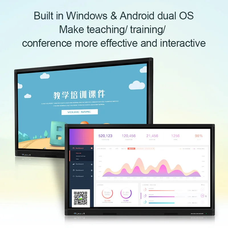 cheap electronic smart board touch monitor75 inc PC portable interactive classroom whiteboard