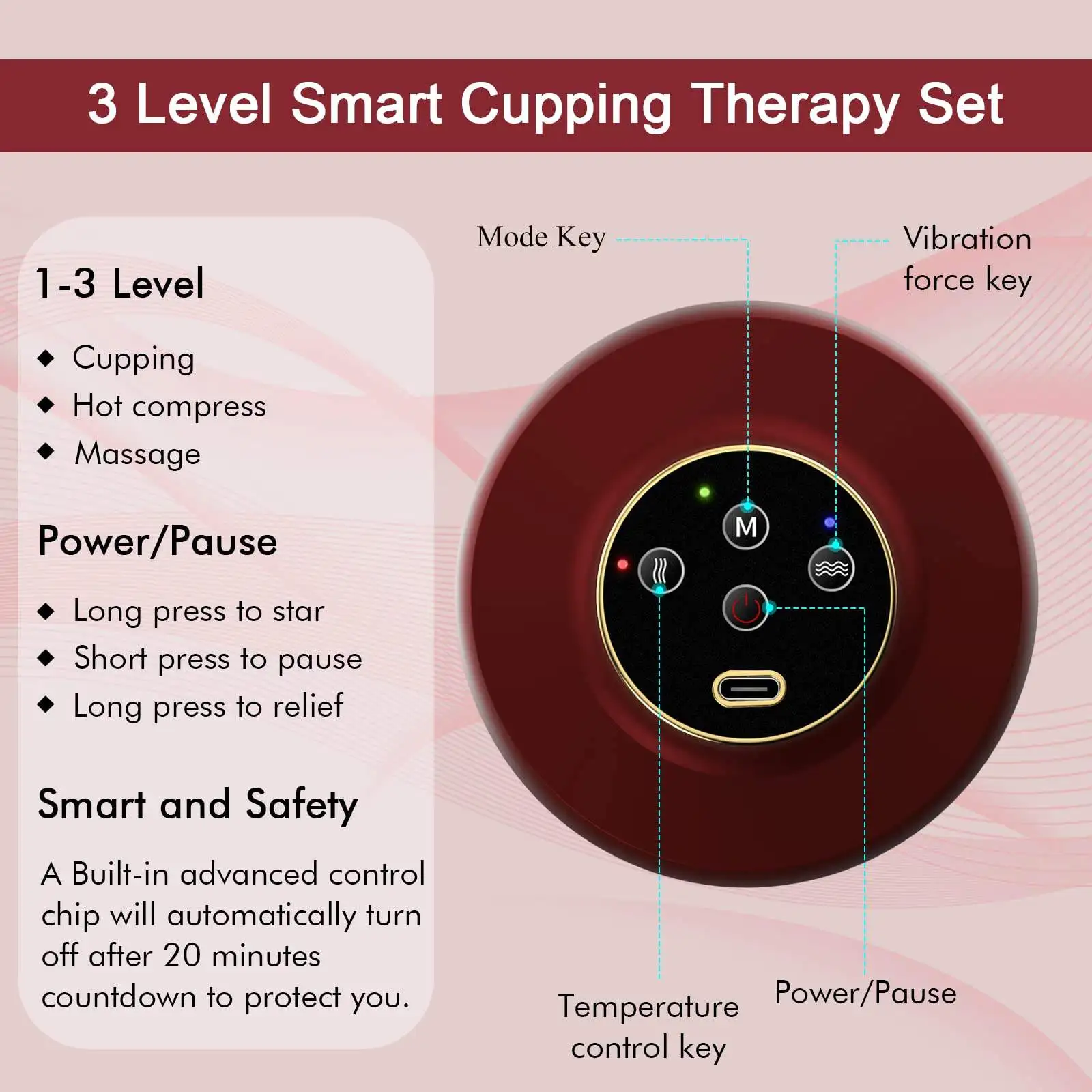 PZ Custom Packaging Vacuum Cupping Therapy Machine Abs Vacuum Massage Electric Cupping
