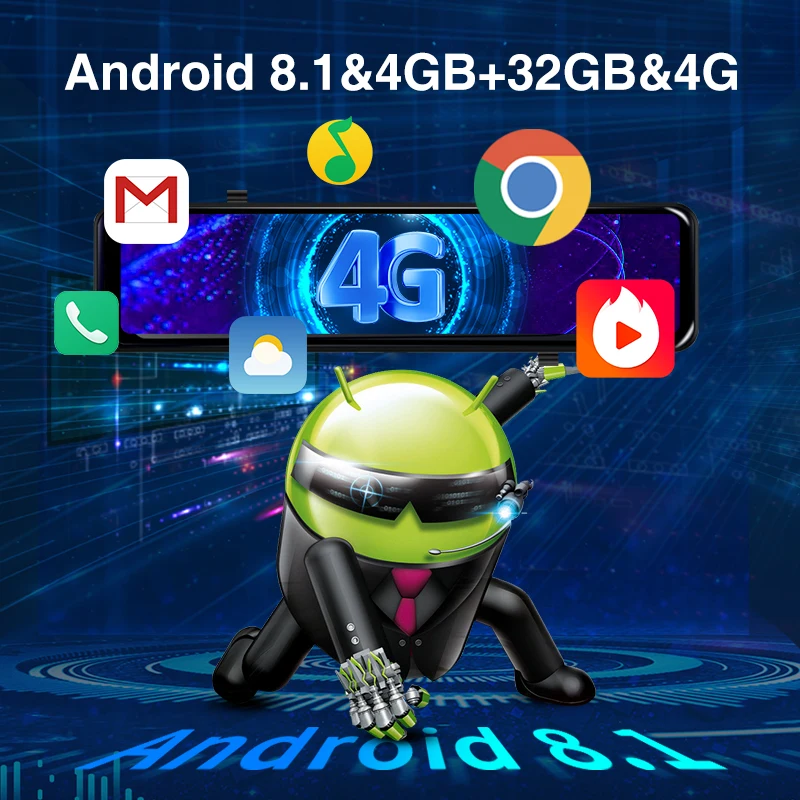 Phisung P70 12inch Android 8.1 ADAS Mirror 4G Car DVR With GPS Navigation and WIFI BT 2G+32G