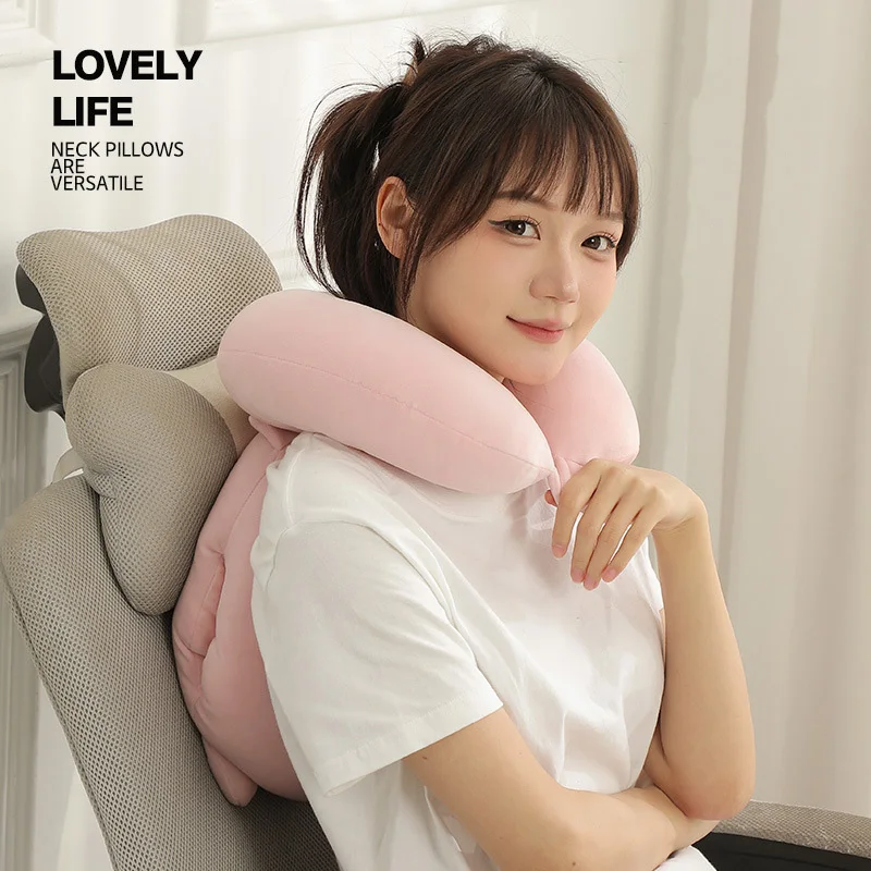 Multifunction Micro Fiber 3 In 1 Pillow Office Chair Neck Cartoon Pig Zipper Soft Fluffy Pillows