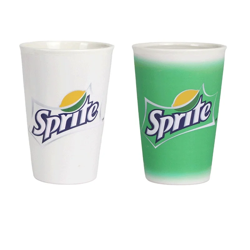 Customized temperature sensitive ceramic creative cold water color changing cup without handle beverage advertising mug
