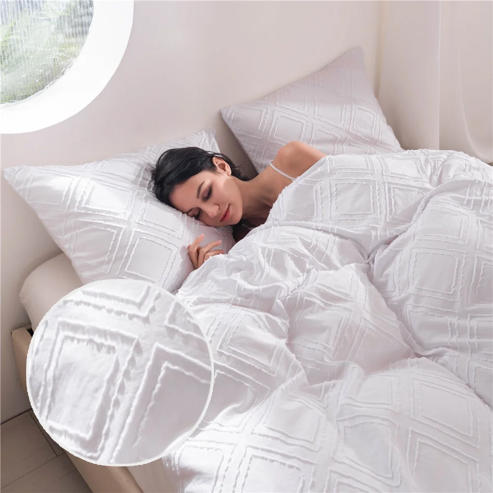  Custom bedroom comforter sets designer bedding set boho tassel textured tufted duvet