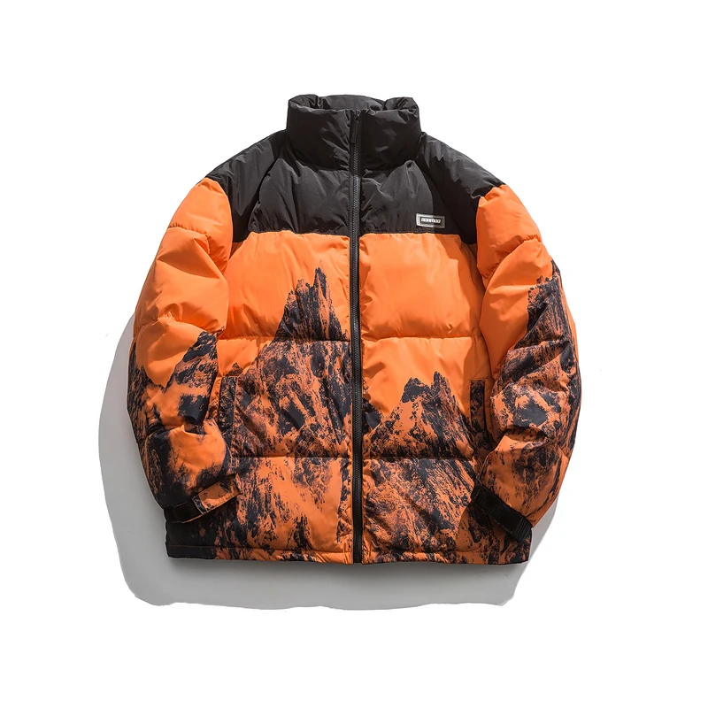 Мужская модная теплая зимняя куртка с принтом