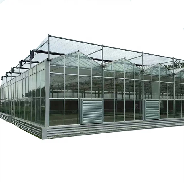 FUMA Low Cost Multi-span Agriculture Commercial Heating System Glass Greenhouse For Sale