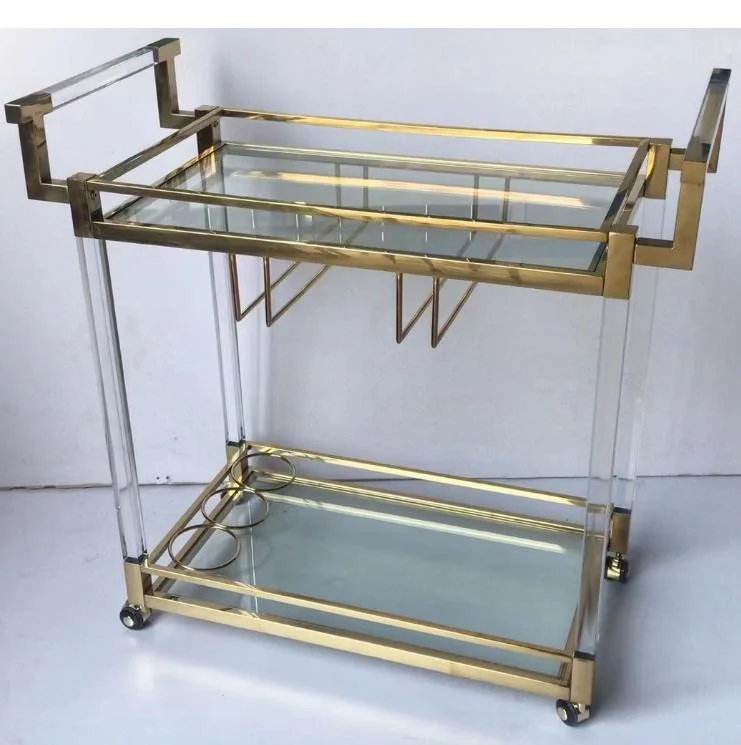 Tempered clear black tea glass gold silver wine food catering drinks Hot Selling China Vintage Hotel Trolley Luggage Cart