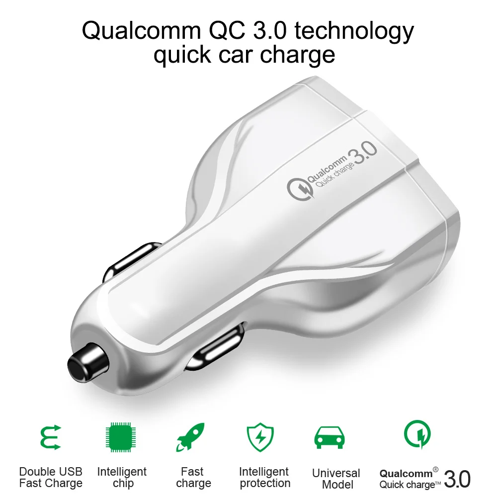 
QC 3.0 USB Car Charger For iPhone 12 Pro Max Fast PD Phone Charger Quick Car Battery Charger 