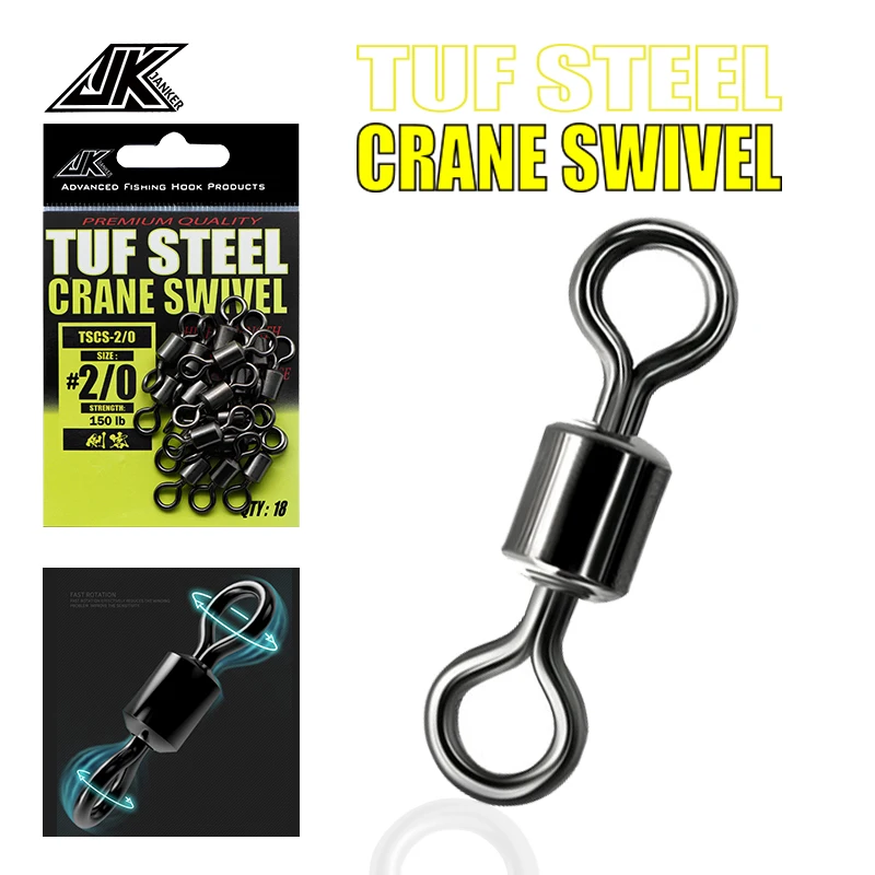 High Quality JK Fishing TSCS Crane Swivel Fishing Accessories Copper Plated With Black Nickel Snap Swivel