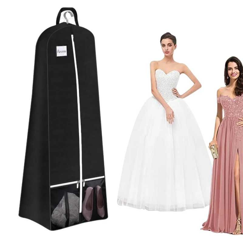 2024 New Fashion Personalized Custom Printed Suit Cover Wedding Dress Dustproof Black Reusable Non-woven Garment Bag