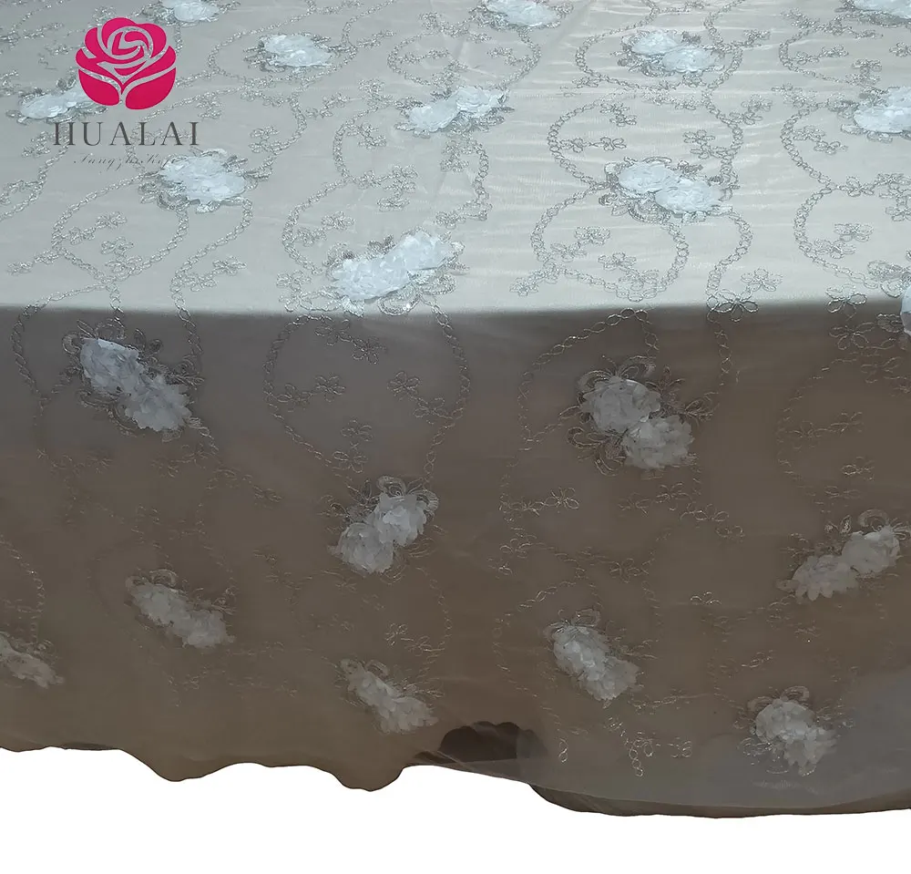 hand crochet embroidered tablecloths crochet ribbon embroidery table cover leaf petal  wedding lace mesh  beige