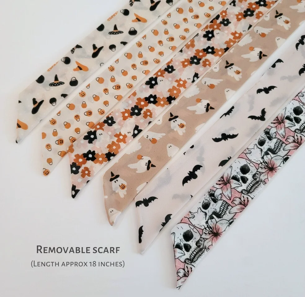 Halloween Hair Scrunchies  Removable Scarf Scrunchies Cute Hair Tie Accessory for Fall  Scarf Hair Tie lovely Gift Idea for Her