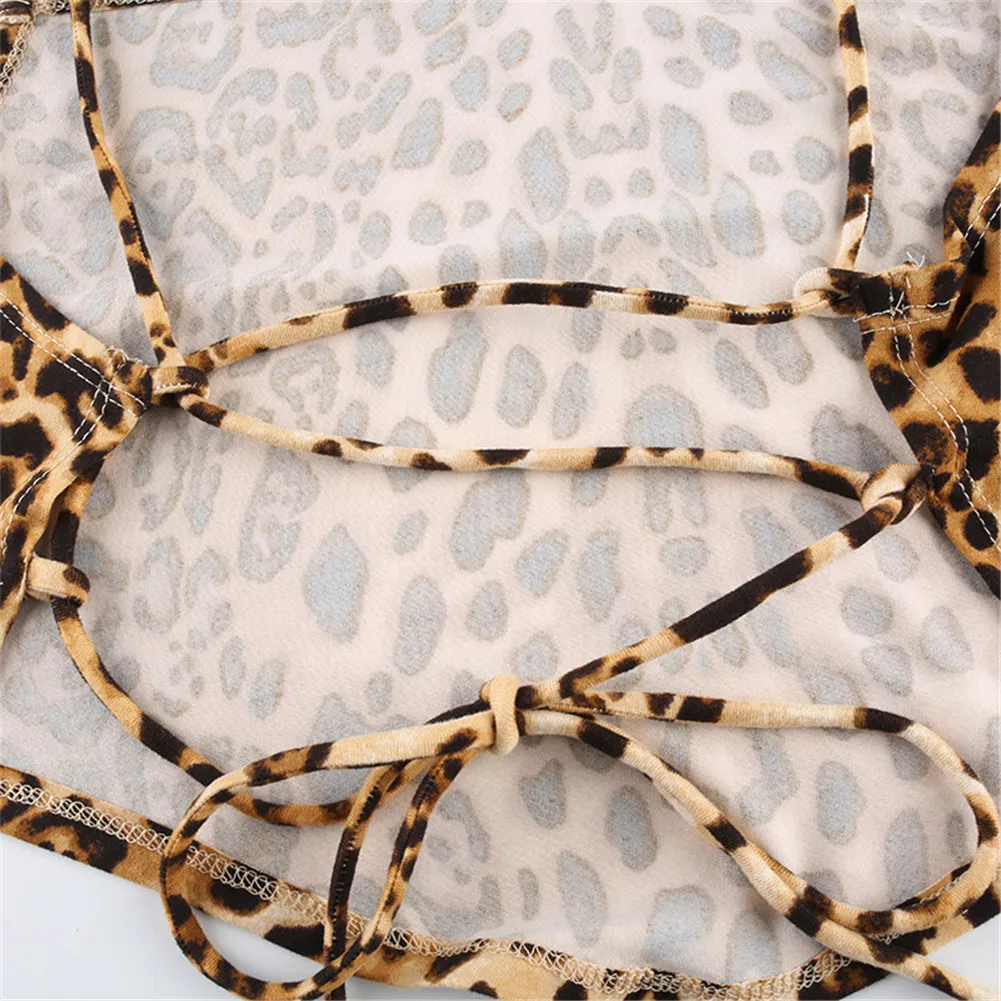 
New trendy bottoming top sexy leopard print lace-up hollow strapless tube top women Summer Sexy New Design Sling vest 