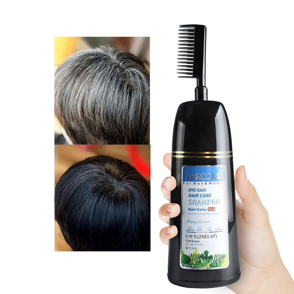FULLY Natural Hair Color Shampoo Gray to White Oil Coloring Black Dye for Hair
