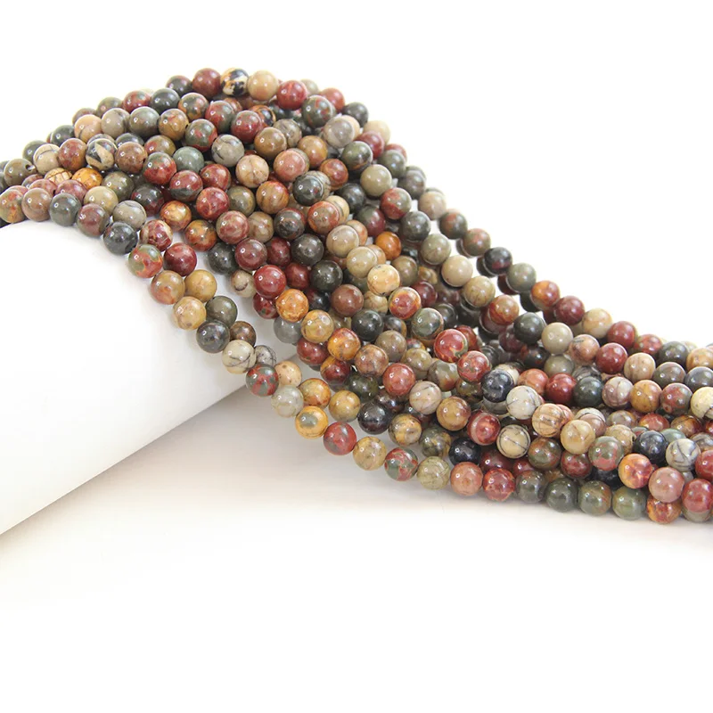 Factory Wholesale 4mm & 6mm round Natural Picasso Jasper Beads for Bracelet Making for Jewelry Making