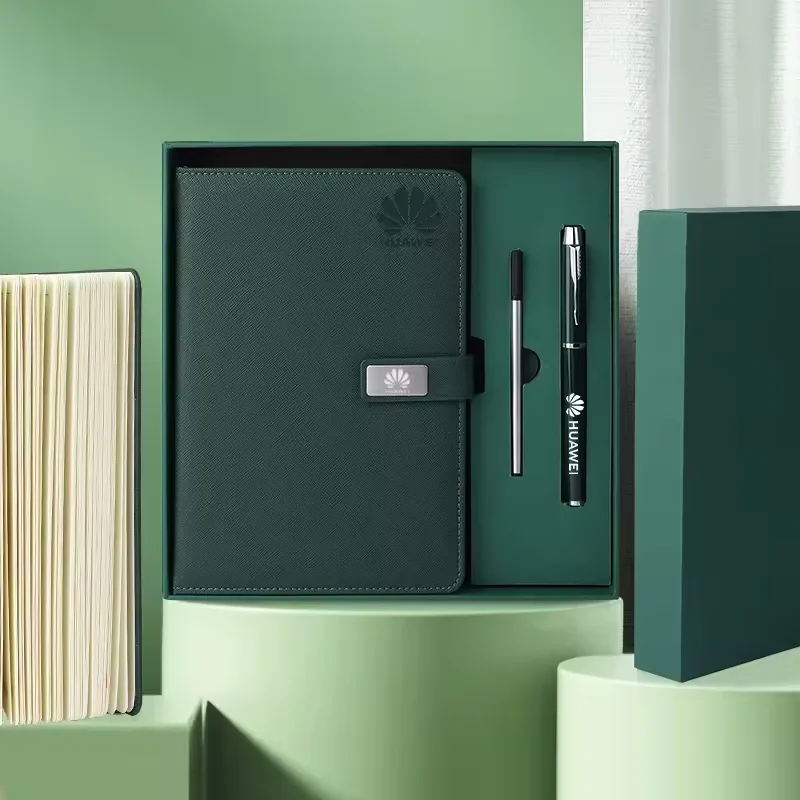 High quality manufacturer notebook wholesale custom leather journals planner custom logo business notebook and pen gift set