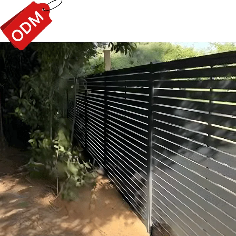 Outdoor metal garden fence board black  powder coated privacy aluminum fence panel