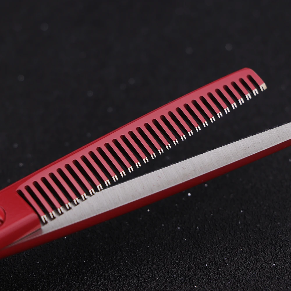 Professional Red Hair Scissors Barber Hairdressing Cutting Thinning Scissors