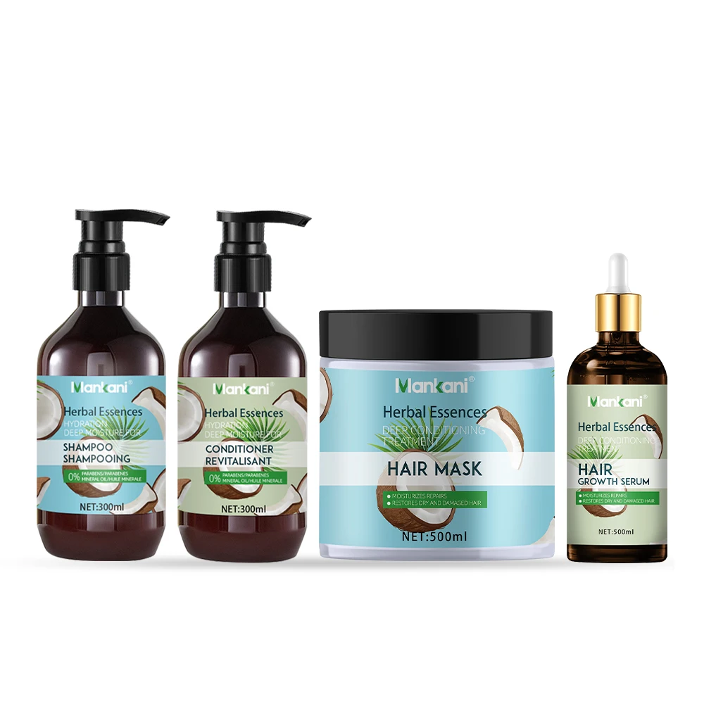 OEM Organic Hair Care Products Coconut Oil Moisturizing Anti-dandruff Organic Coconut Shampoo And Conditioner Set