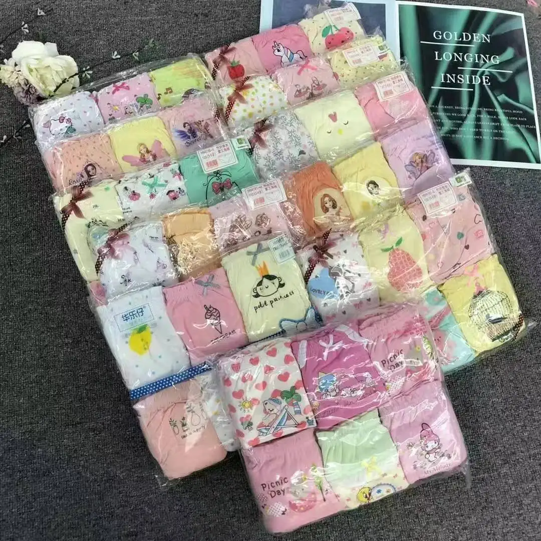 Низкая цена высококачественное детское нижнее белье из чистого хлопка с принтом различных размеров удобное для девочек