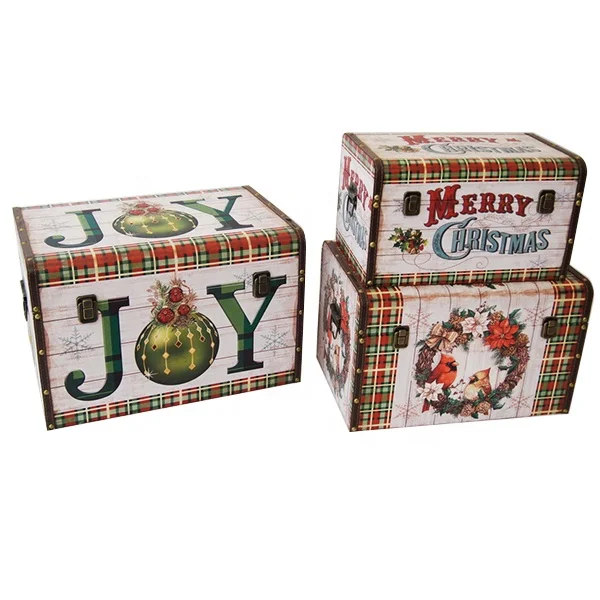 
 Лидер продаж 2020, товары для дома, украшение для дома, Рождественский дизайн, прямоугольная деревянная основа, холст, набор из 3 коробок для хранения  