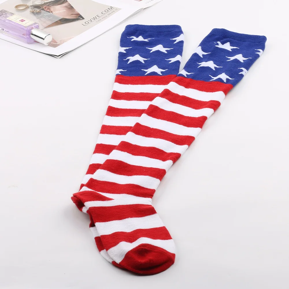 4th of July Independence Day Stars Stripe Thigh Socks Gloves Women Stockings American Flag Stockings Over the Knee Socks