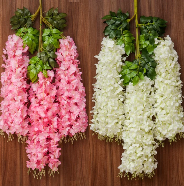 Silk Long Hanging Bush Flowers String Silk Wisteria Garland Flowers Home Party Wedding Decor