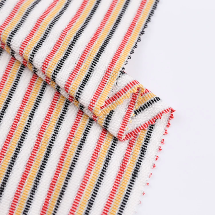 2021 new design colorful micro rib 100% polyester stripe jersey knit fabric