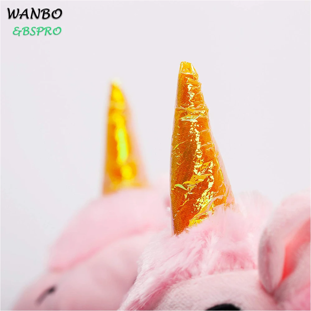 
BSPRO #CHPS0302 unicorn pink soft plush shoes indoor use for kids 