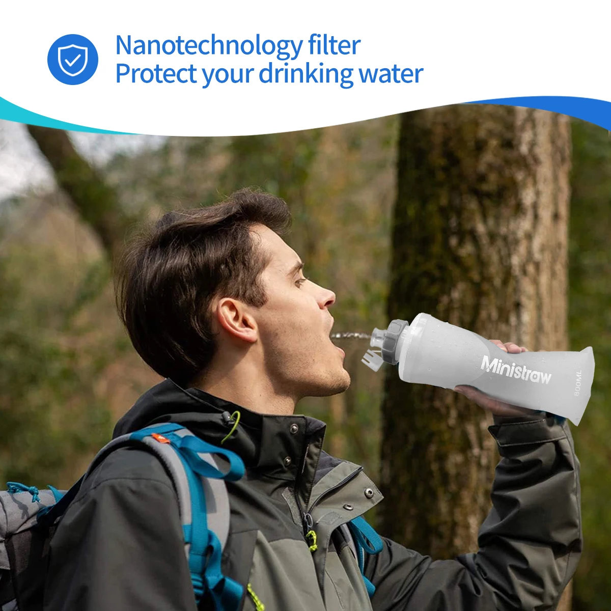 Tpu Drinking Water Storage Drinking water Outdoor camping Mountaineering folding water bag filter