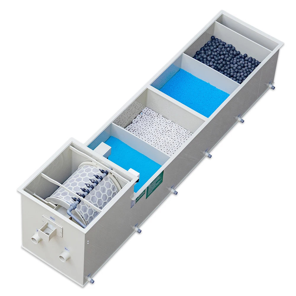 QihangRAS Garden Pond Filter Aquaculture Fish Farm Filtration System Bio Filtration 50m3/H Combi Rotary Drum Filter For Koi Pond
