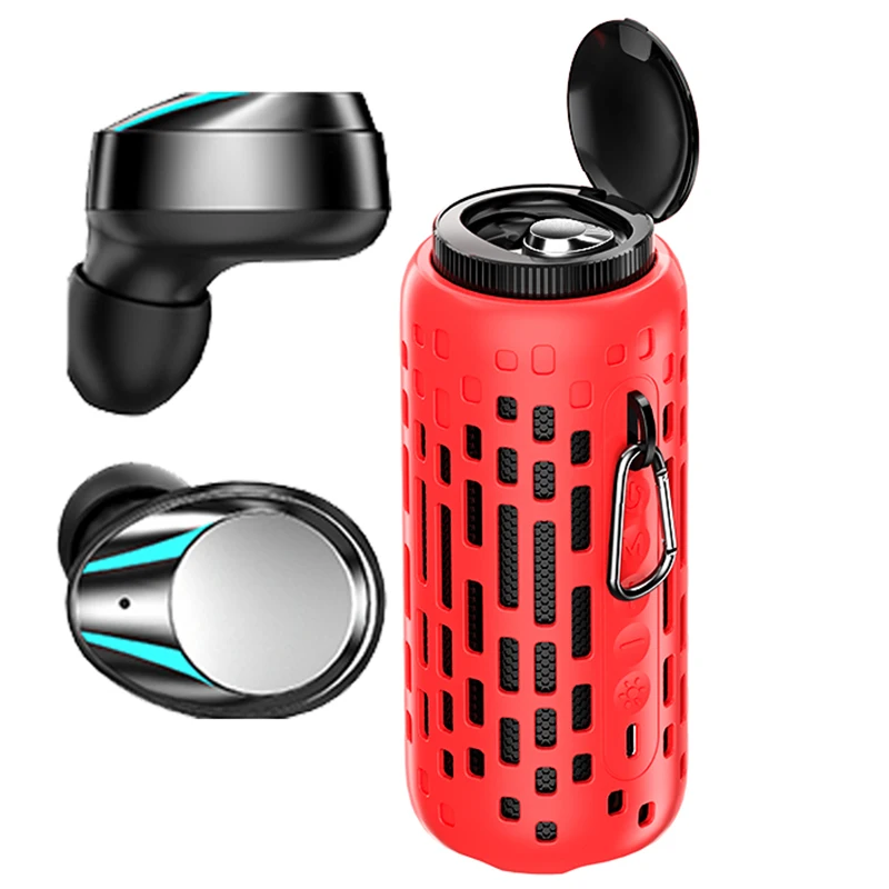 2 in 1 Portable Wireless Speakers and Earbuds Earphone TWS Headset Headphone Sound Box Loudspeaker for Home Party Outdoor Travel