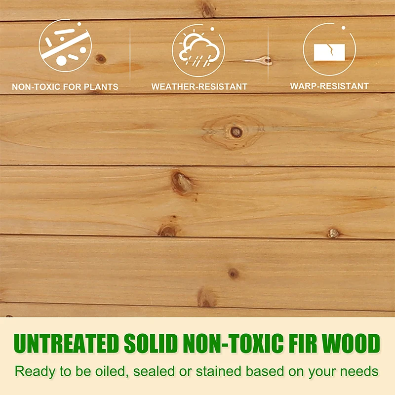 Outdoor Gardening Fir Wood Raised Garden Bed Large Elevated Garden Bed