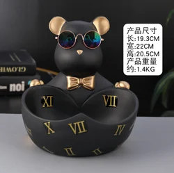 Creative Bear Statue Storage Box Nordic Home Decor Living Room Table Decor Snacks Storage Tray Figurines Crafts With Glasses