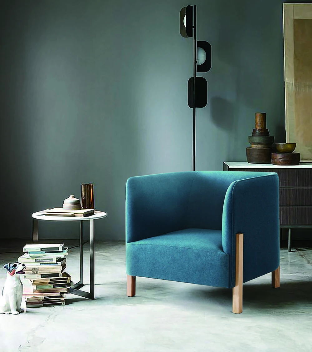 Single Seater Wooden Leg Fabric Modern Leisure Sofas