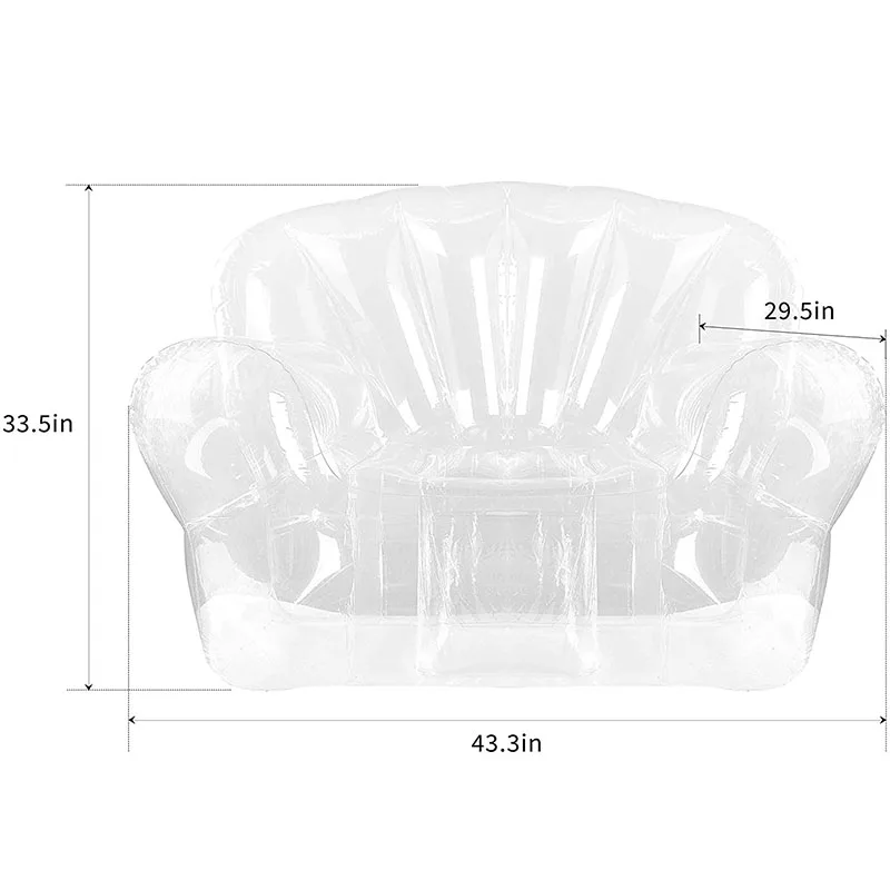 Inflatable Chair/Sofa Seat(Transparent Clear) for Kids, Teen Girls Room - Comfortable Indoor/Outdoor Furniture for Swimming Pool