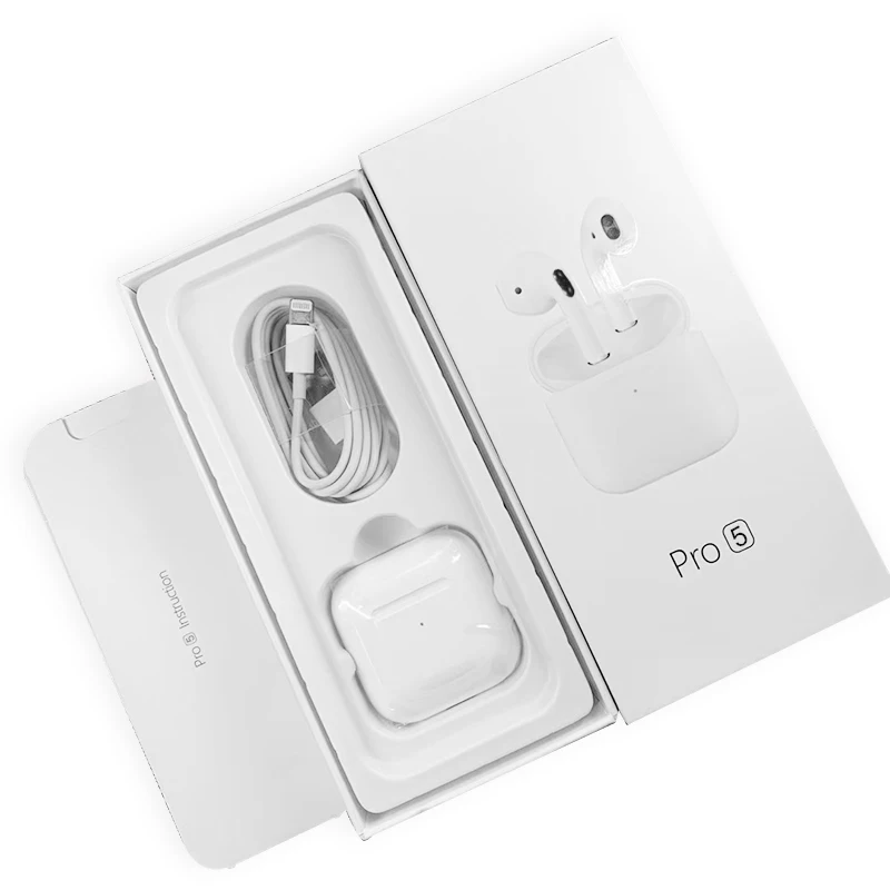 
High Quality Tws Pro 5 Earphone Wireless Charging Waterproof Headphone Siri Touch Control Pro5 Earbuds for Mobile Phone 